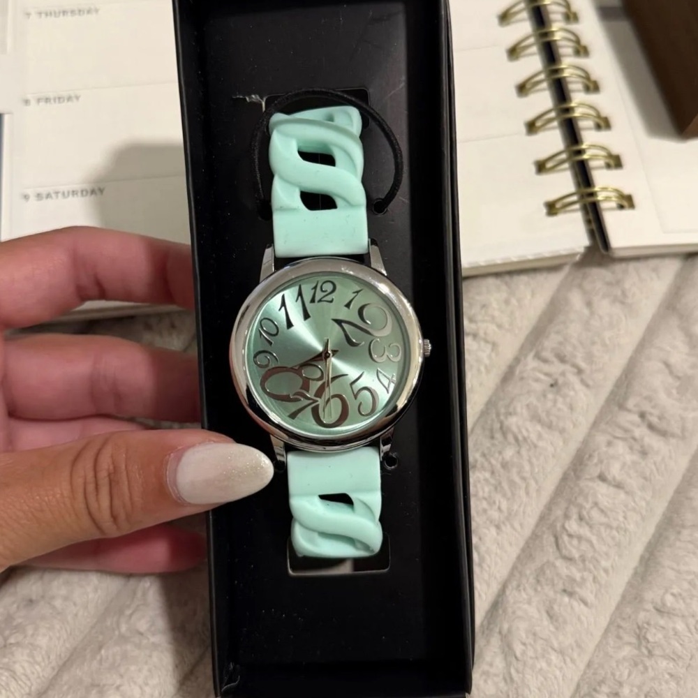 Mint Green Watch with Silver Accents
